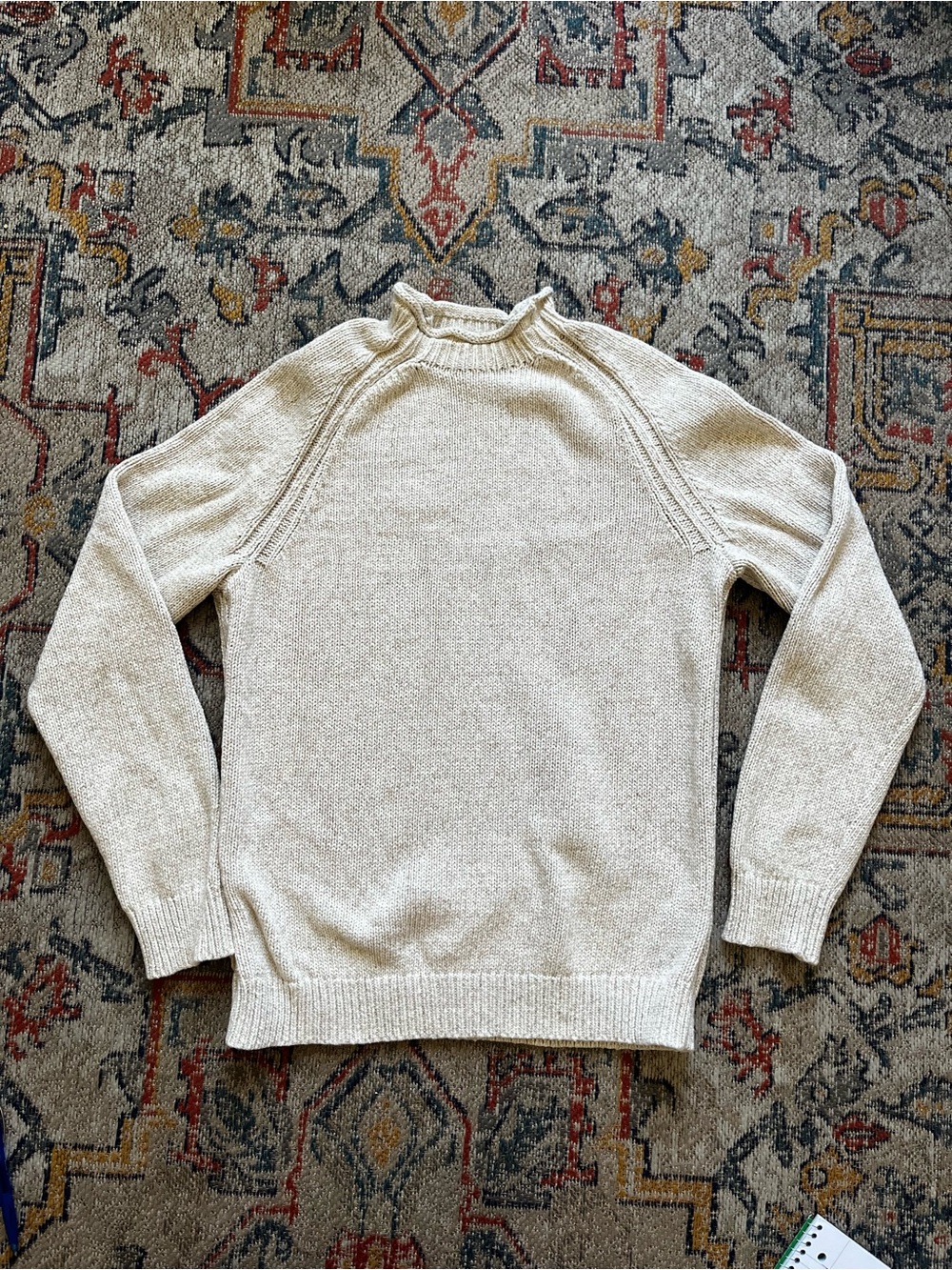 Classic Crewneck Knit Sweater in Oatmeal Banana Republic L